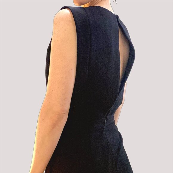 Maje Black V-Neck Structured Jumpsuit, Size 4 - Picture 4 of 11